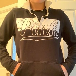 black pullover half zipper jacket from pink